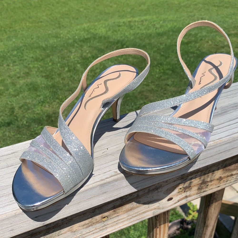 Nina Silver Sparkly High Heels